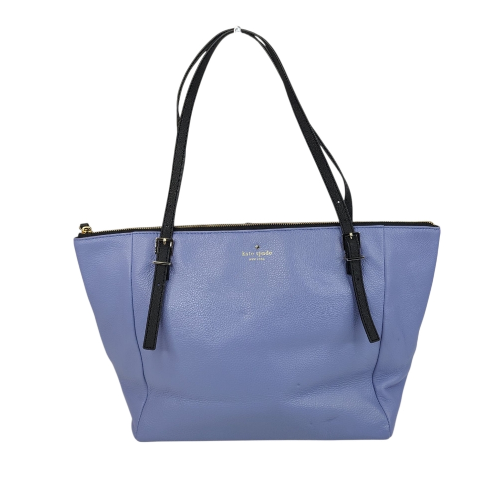 Kate Spade Emma Lane Maya Thistle Blue Cow LeatherTote Bag Shopper